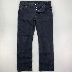 Levi's 501 Jeans Mens 38x34 Black Classic Straight Fit Cotton Button‎ Fly
